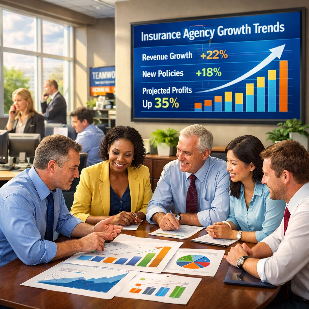 insurance professionals sitting around a desk