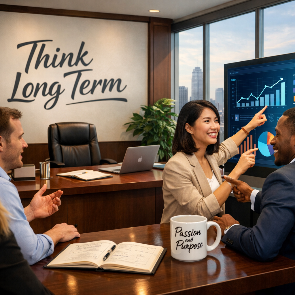 a group of business people looking at analytics
